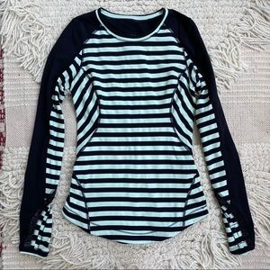 LULULEMON sea stripe mint and black striped Run: Reflect long sleeve tee 4